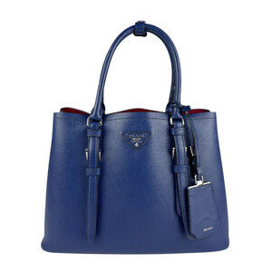 Prada Saffiano Cuir Leather Shoulder Bag Blue